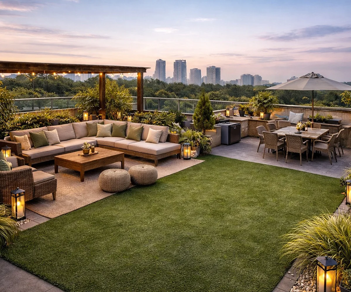 หญ้าเทียมกับพื้นที่ดาดฟ้า (Rooftop Garden) ทางเลือกของบ้านเมืองร้อน