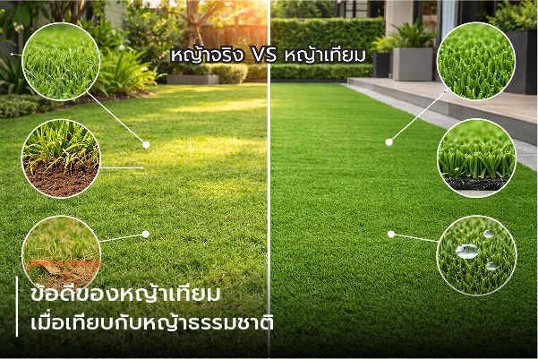 ข้อดีของหญ้าเทียมเมื่อเทียบกับหญ้าธรรมชาติ